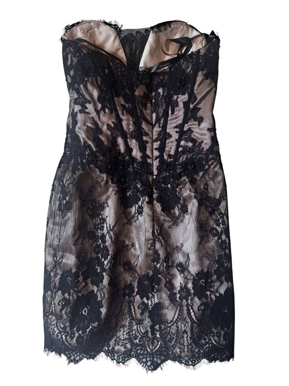 Tony Bowls Lace Beads Strapless Mini Dress Formal Beaded Boned Corset Bodice 4 - Picture 3 of 16